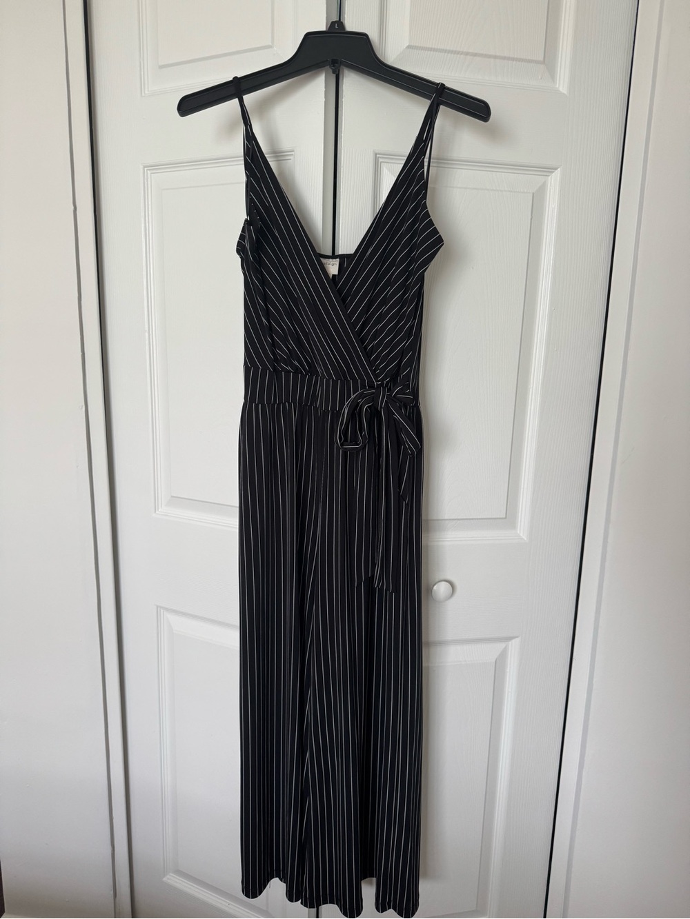 Black Pinstripe Jumpsuit